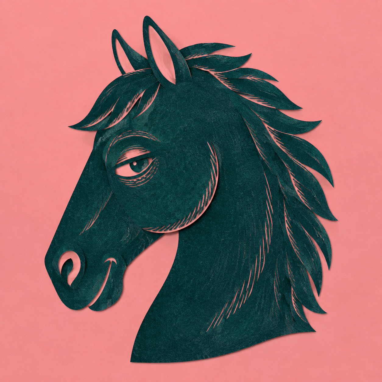 A hand-drawn horse looking sideways